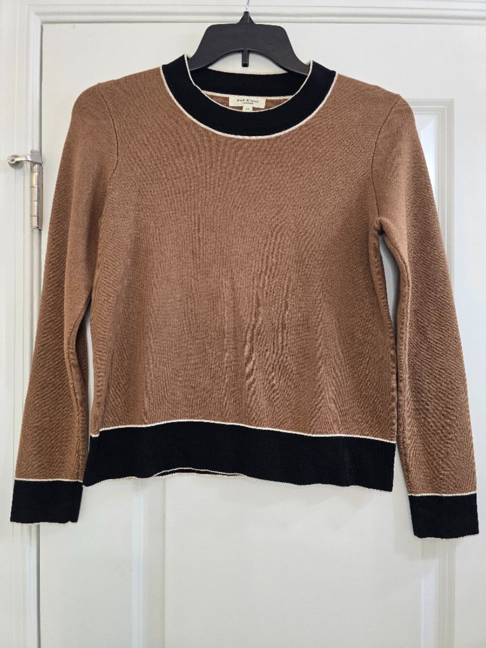 Max Studio London Crewneck Sweater - Tan, black, and White